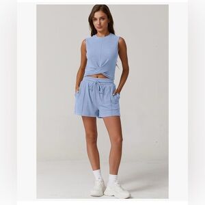 NWT Crop Blue Top and Shorts-S